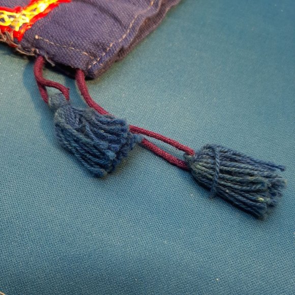 Embroidered Drawstring Bag Tassels Boho Mirror Work Sewing Market Colorful EUC - Picture 6 of 8